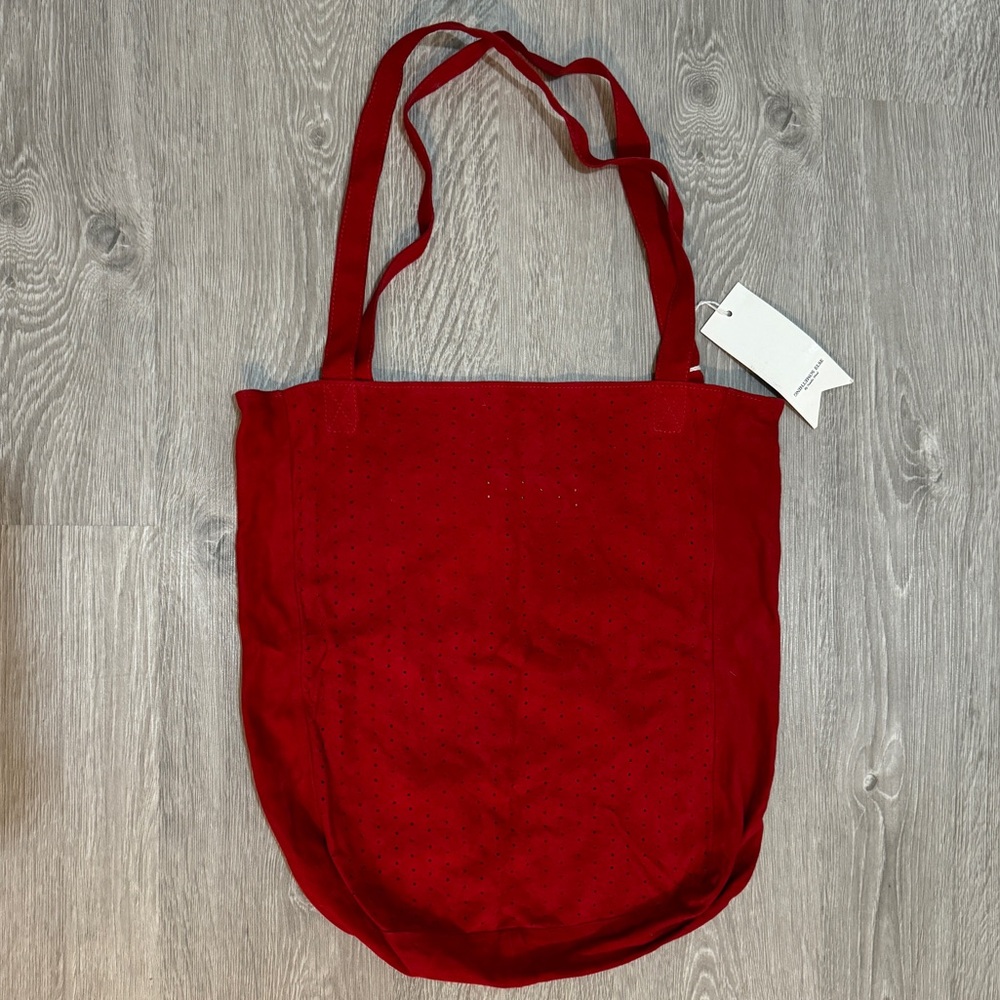 Red leather/suede tote lightweight